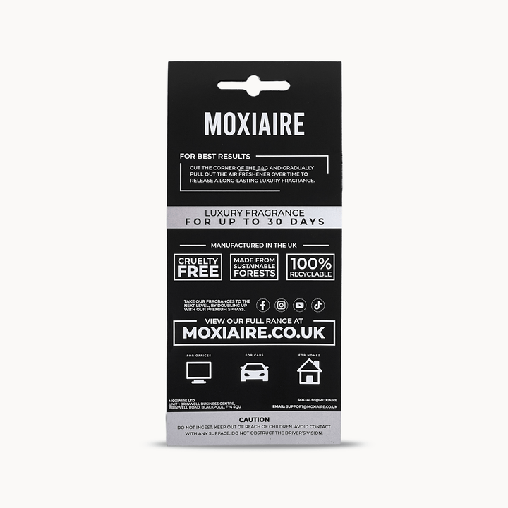 moxiaire midnight ice premium hanging air freshener - turbo scents black ice luxury fragrance