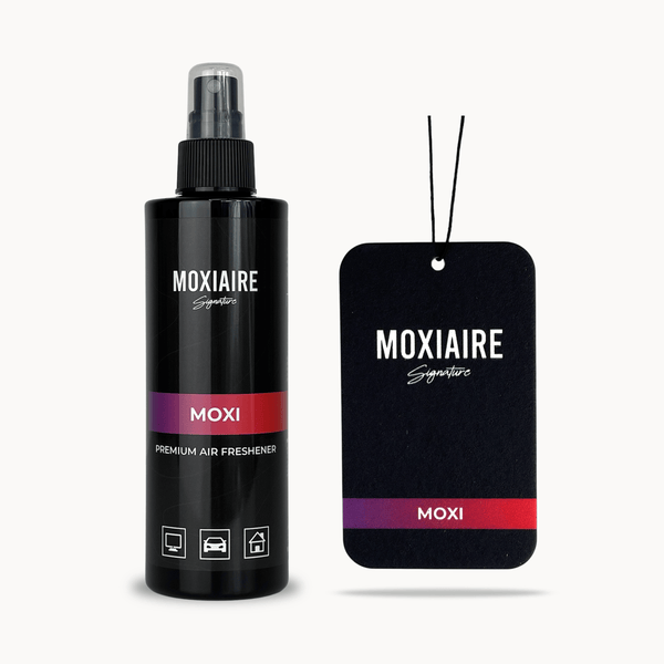 MOXIAIRE AIR FRESHENER BOTTLE SIGNATURE MOXI AND HANGING AIR FRESHENER