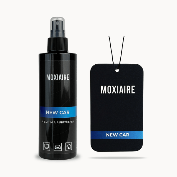 new car scent car air freshener set by moxiaire bottle and hanging air freshener